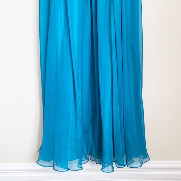 La Femme Strapless Beaded Gown Teal - Picture 5 of 14